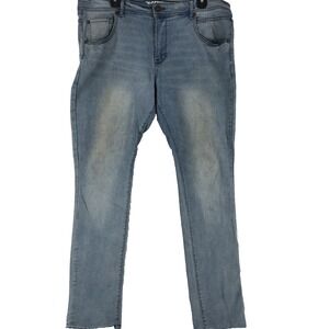 Genuine authentic jeans mens 36 x 32 blue denim stretch comfort distressed